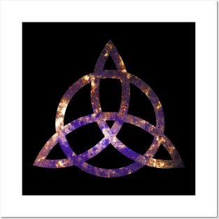 Celtic Trinity Knot Triquetra with Circle Galaxy Style Design Posters and Art